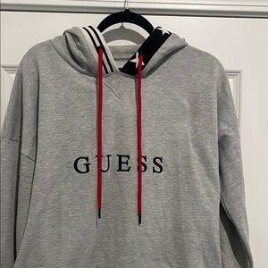 Guess Light Gray Hoodie with Red Accents